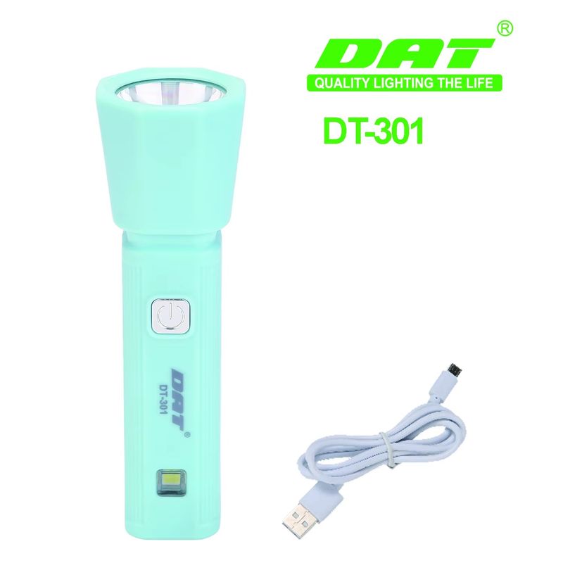 GENERICO - Linterna Led Portatil Recargable Tactica DAT - COLOR CELESTE