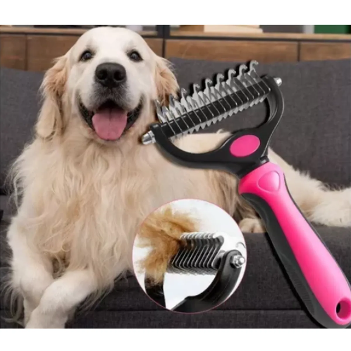 GENERICO - Cepillo Deslanador Para Perros Y Gatos Peine Quita Pelo ROSA