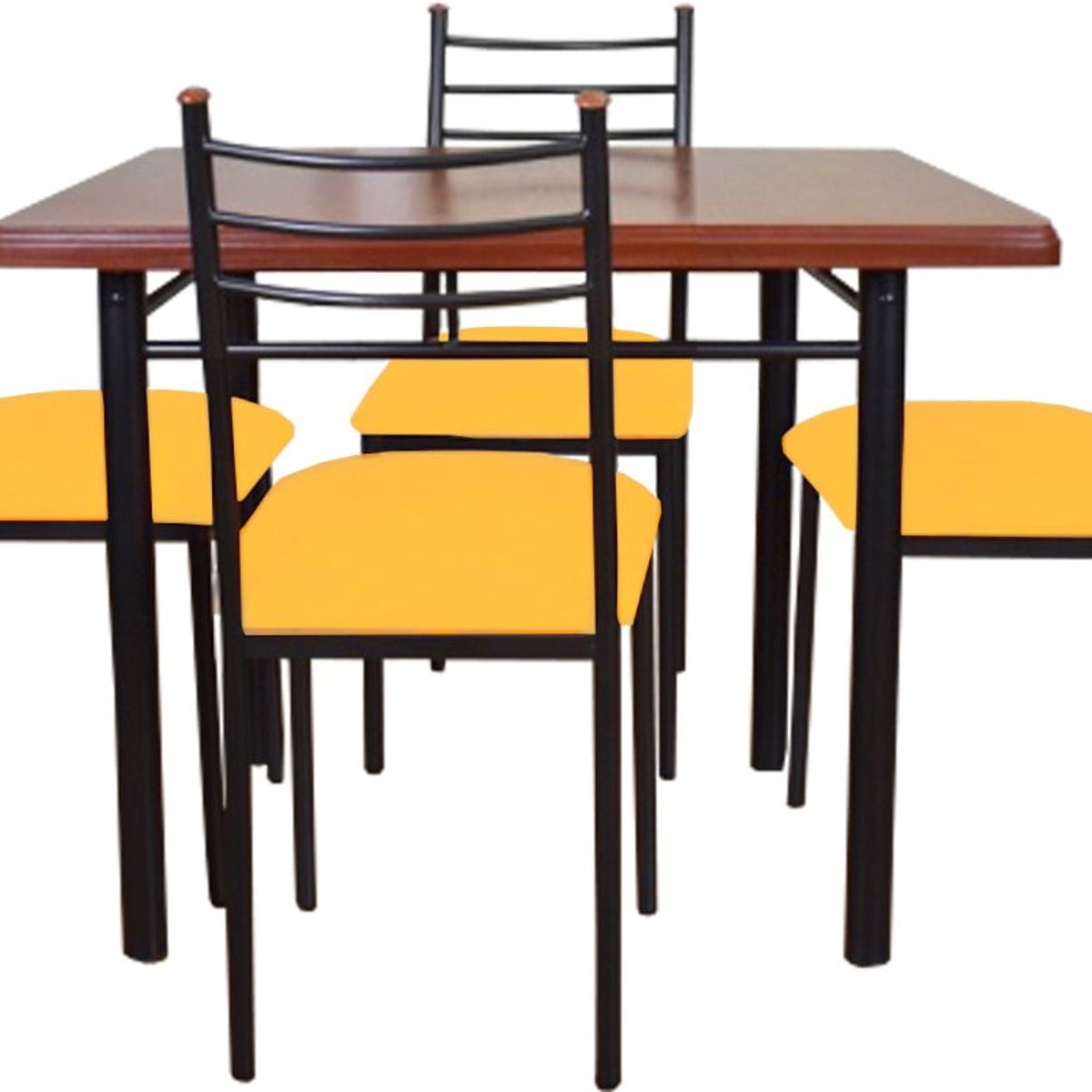 RECUTEX - COMEDOR  METAL MADERA RANCO 4 SILLAS MOSTAZA