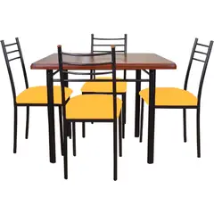 RECUTEX - COMEDOR METAL MADERA RANCO 4 SILLAS MOSTAZA