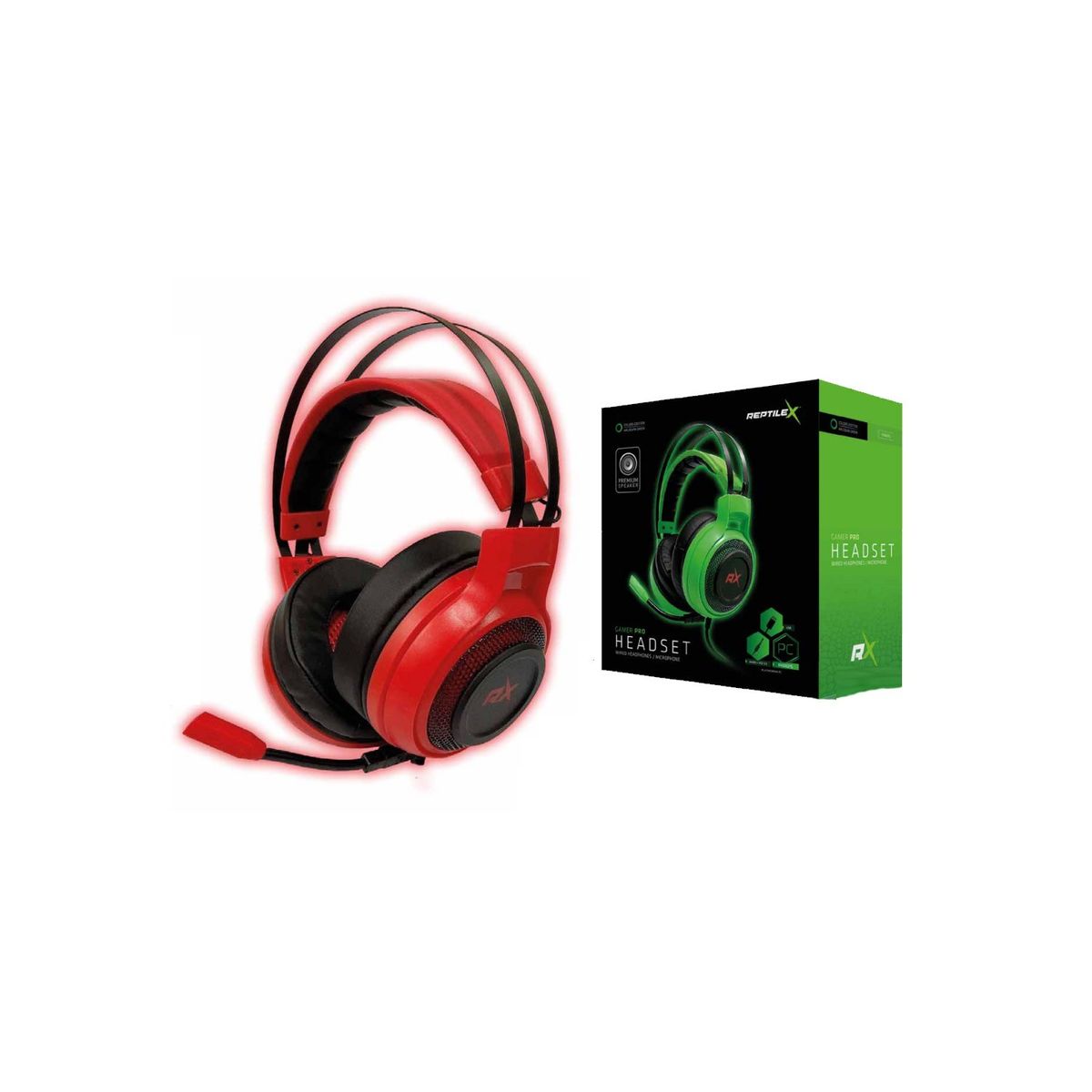 REPTILEX - Audífonos Gamer Conector 35mm Y Usb Con Luz Led Rojo - SC