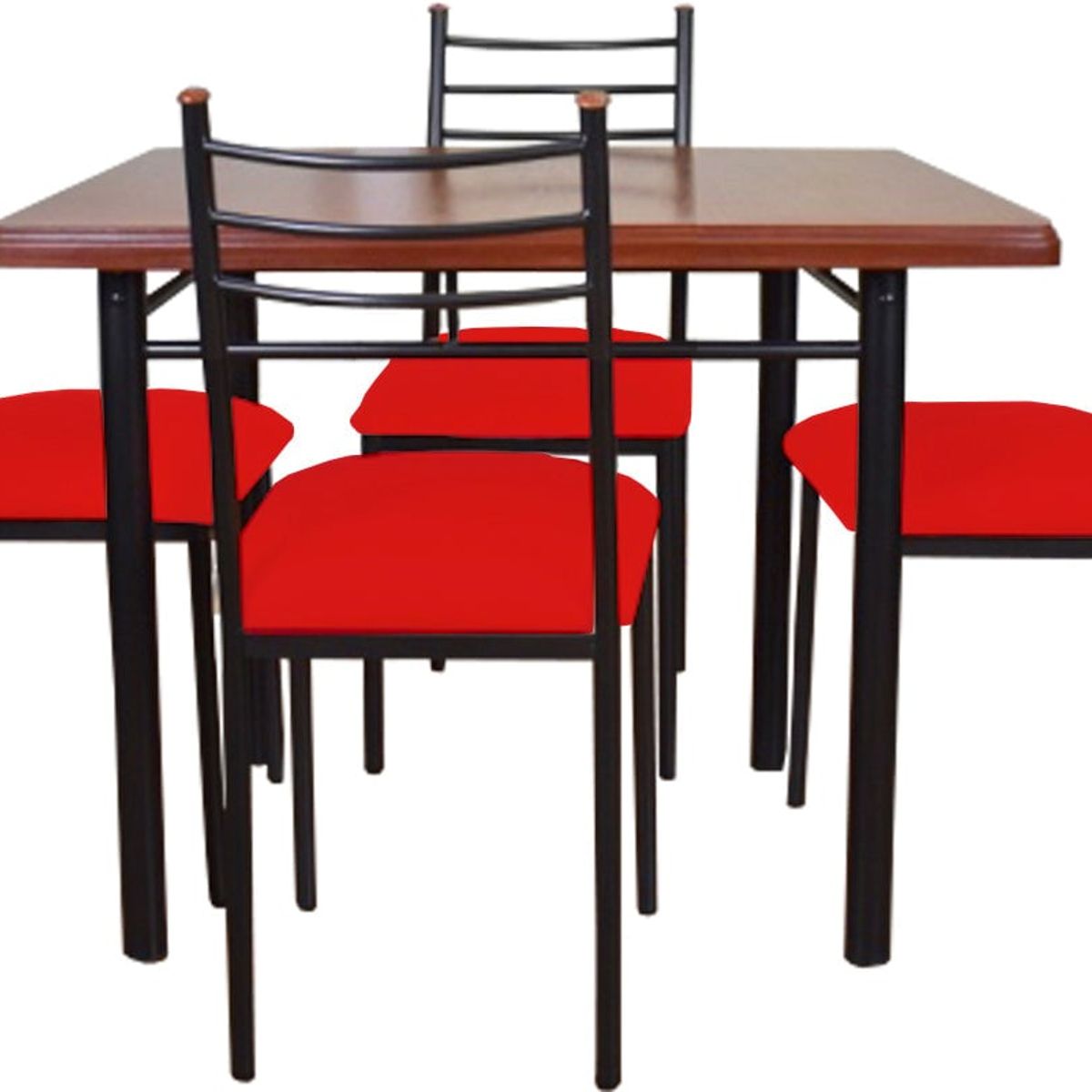 RECUTEX - COMEDOR  METAL M ADERA RANCO 4 SILLAS ROJO