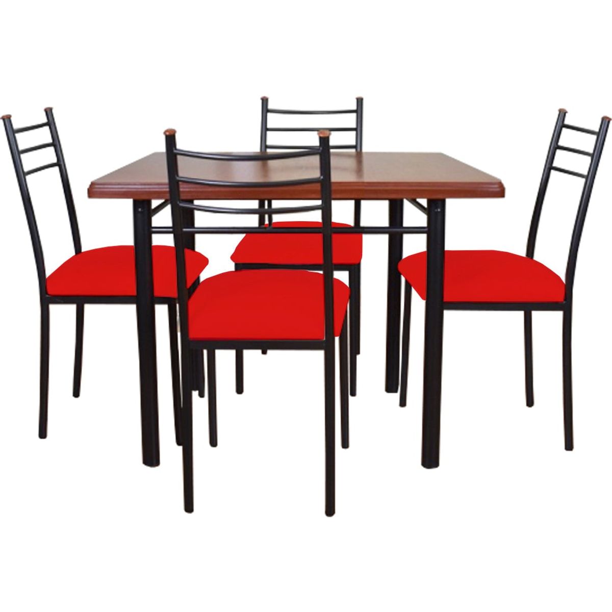 RECUTEX - COMEDOR  METAL M ADERA RANCO 4 SILLAS ROJO