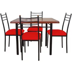 RECUTEX - COMEDOR METAL M ADERA RANCO 4 SILLAS ROJO