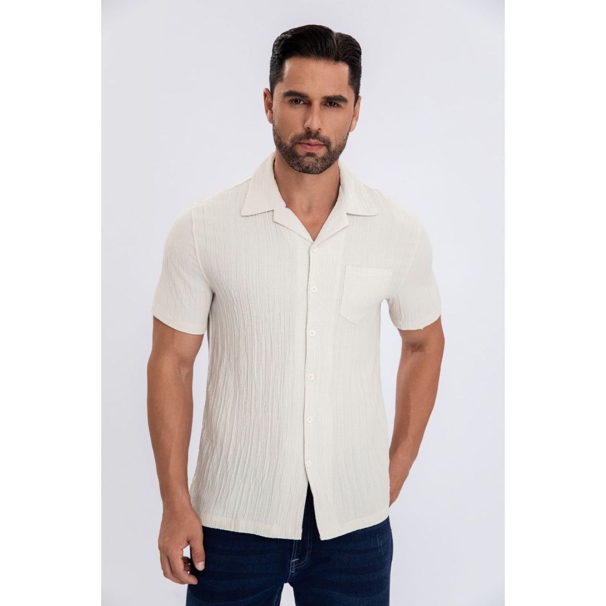 LIKE SHOP - Camisa Resort Regular Fit Verano Fashion Hombre Manga Corta 161