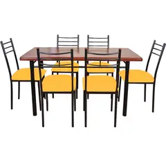 RECUTEX - COMEDOR METAL MADERA RANCO 6 SILLAS MOSTAZA