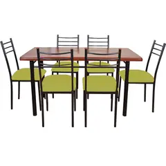 RECUTEX - COMEDOR METAL MADERA RANCO 6 SILLAS VERDE