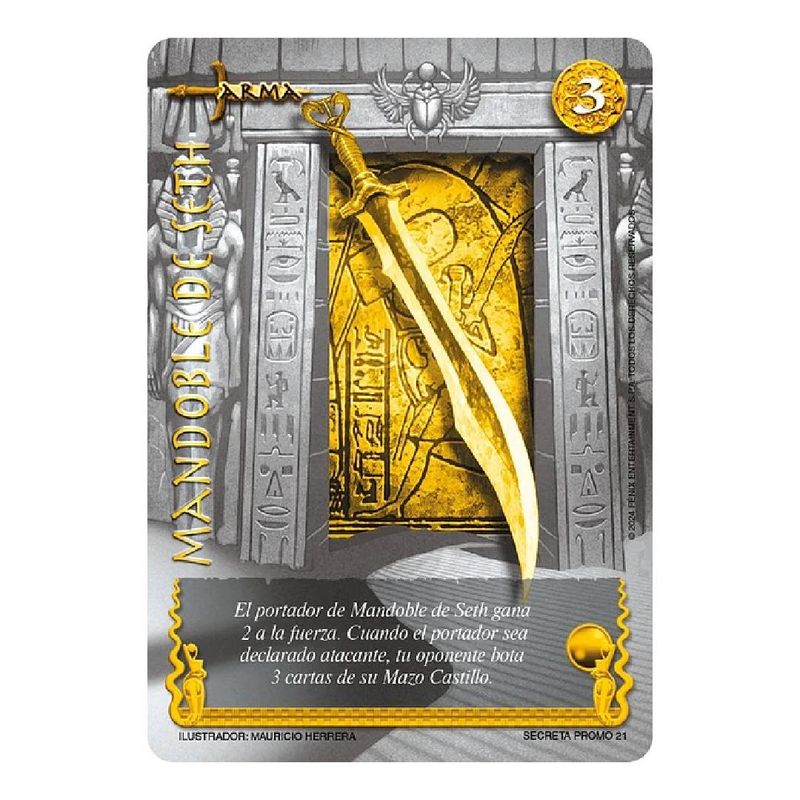 MITOS Y LEYENDAS - Carta Promo Secreta Mandoble de Seth Dorada MyL