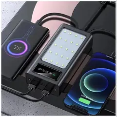 GENERICO - Power Bank 30000mAh con Luz de Emergencia y Carga Rápida 10W Sistema de Protección Múltiple