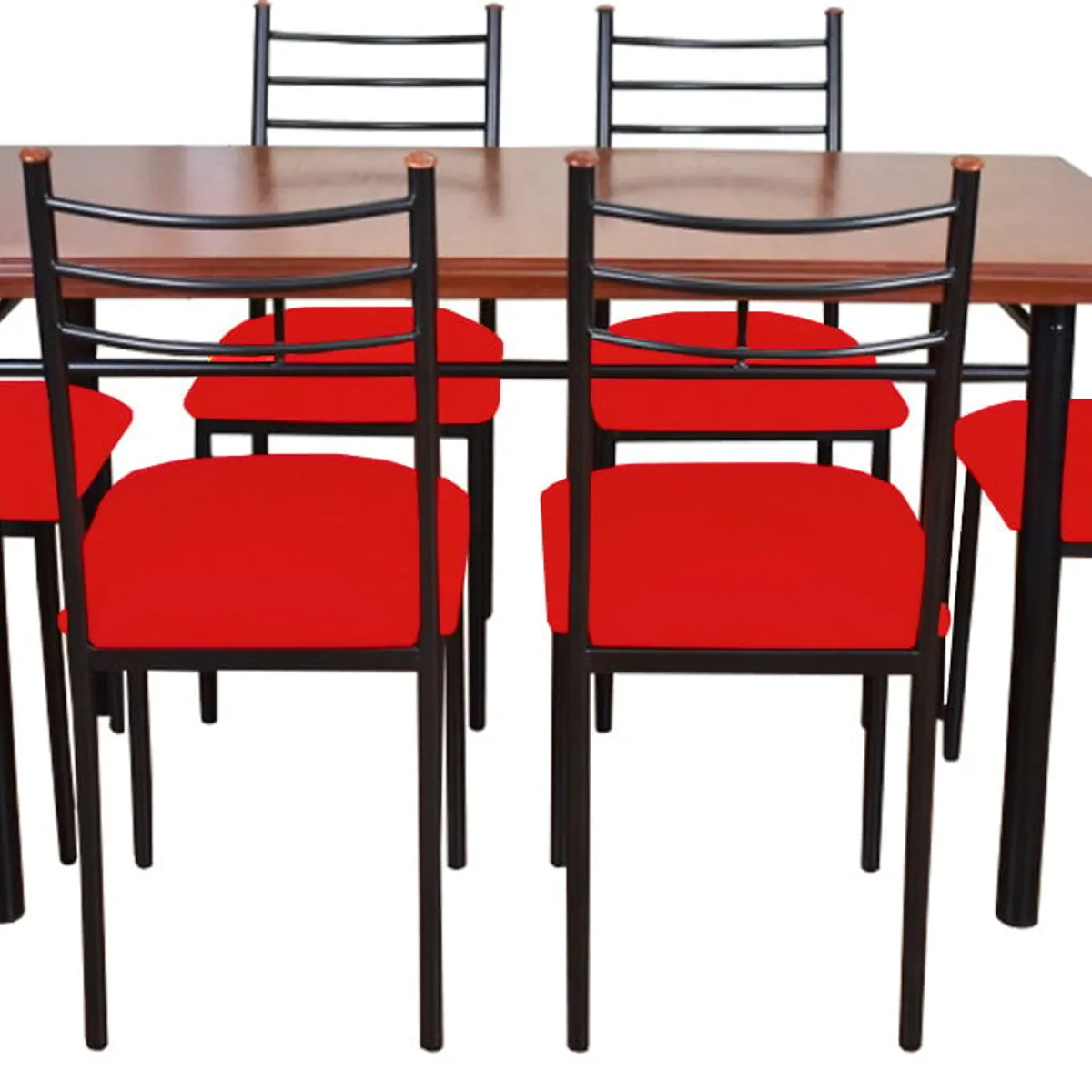 RECUTEX - COMEDOR  METAL MADERA  RANCO 6 SILLAS ROJO
