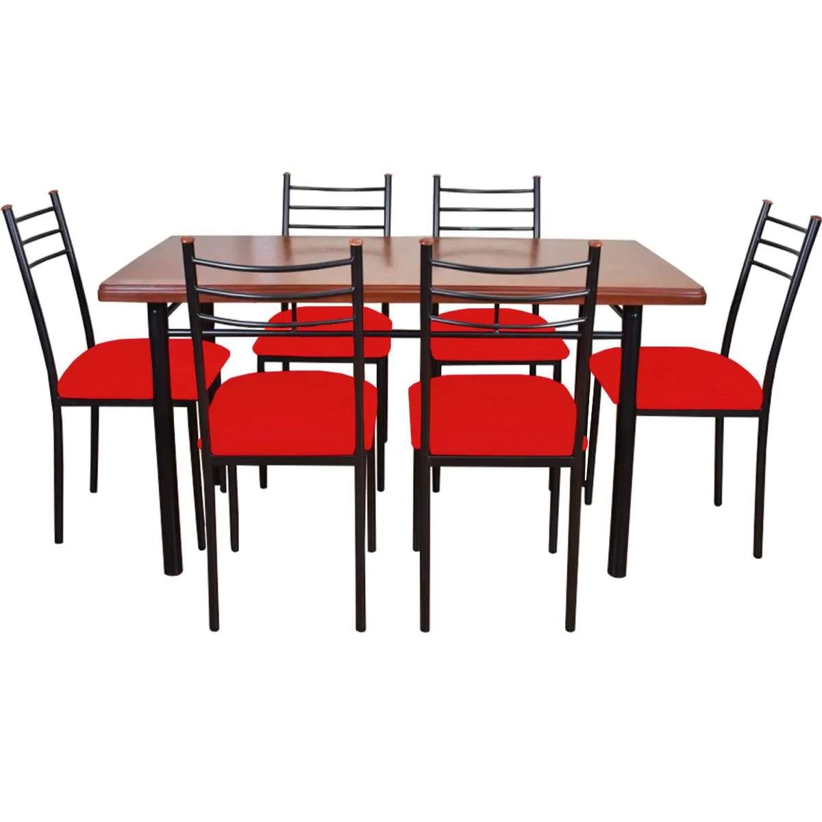 RECUTEX - COMEDOR  METAL MADERA  RANCO 6 SILLAS ROJO