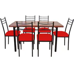 RECUTEX - COMEDOR METAL MADERA RANCO 6 SILLAS ROJO