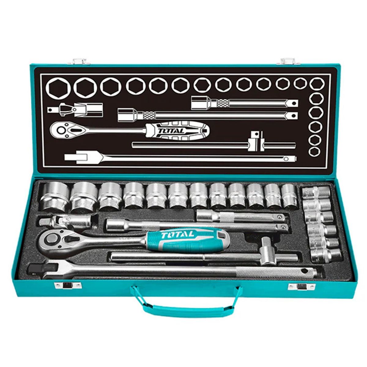 TOTAL TOOLS - Set Juego Dados Cuadrante 12 Pulgada 24 Pcs Total Tht121242