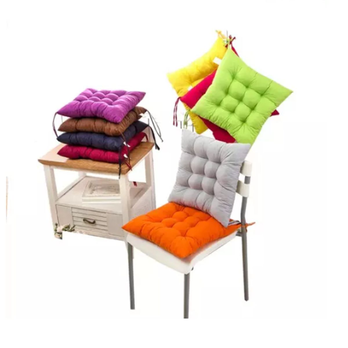 GENERICO - Cojines De Silla Cuadrado Liso Colores Set 6 unidades