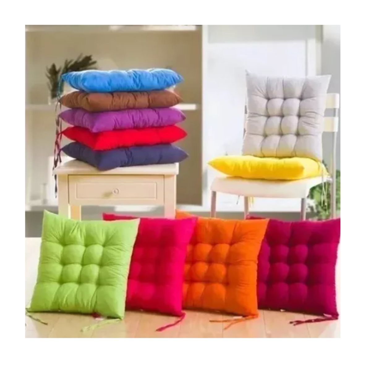 GENERICO - Cojines De Silla Cuadrado Liso Colores Set 6 unidades