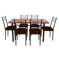 RECUTEX - COMEDOR METAL MADERA RANCO 6 SILLAS CHOCOLATE