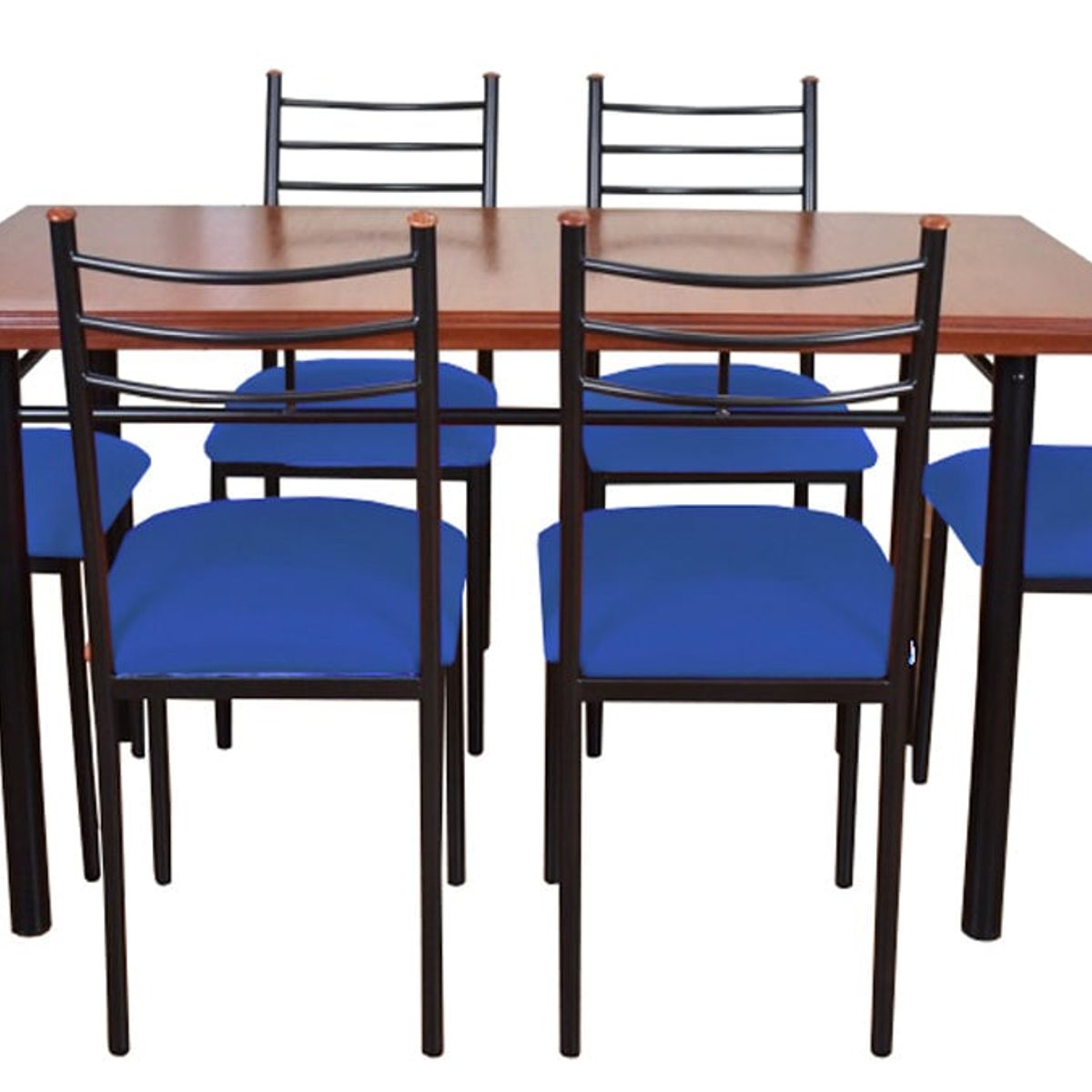 RECUTEX - COMEDOR METAL MADERA RANCO 6 SILLAS AZUL