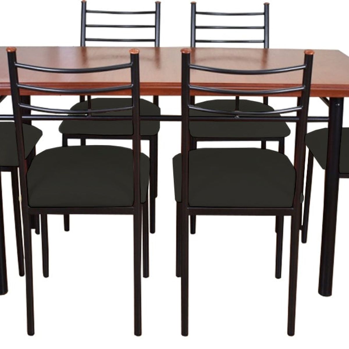 RECUTEX - COMEDOR METAL MADERA RANCO 6 SILLAS NEGRO