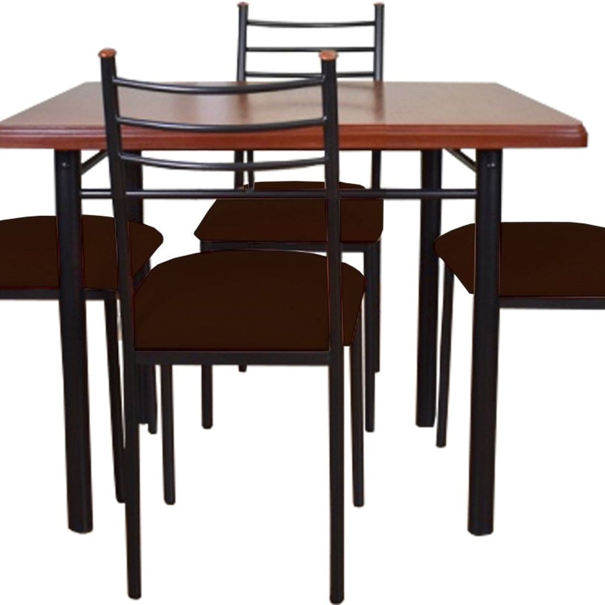 RECUTEX - COMEDOR  METAL MADERA RANCO 4 SILLAS CHOCOLATE