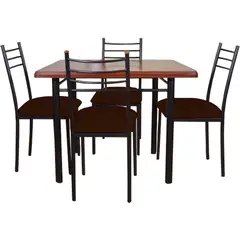 RECUTEX - COMEDOR METAL MADERA RANCO 4 SILLAS CHOCOLATE