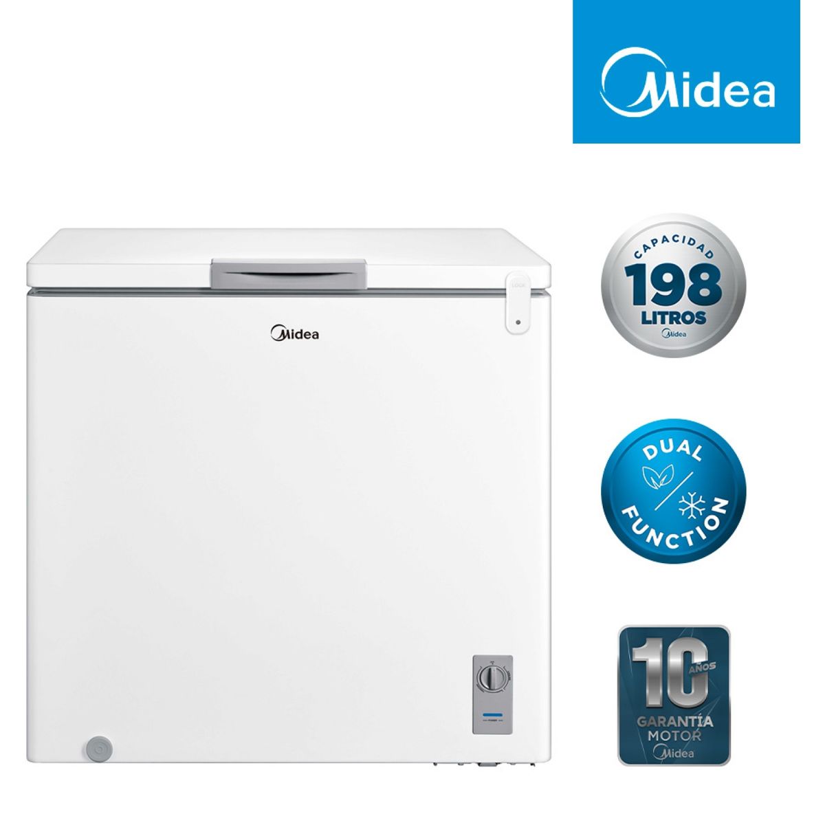 MIDEA - Congelador Freezer Horizontal 198 Litros MFH-1990B258CN Midea