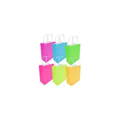 GENERICO - Bolsa De Papel Color Fluor Aleatorio 12x26x32cm