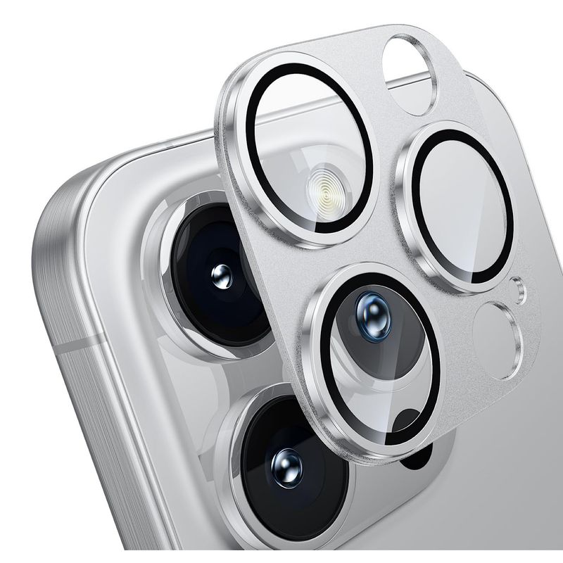 GENERICO - Lamina Para Camara De Aluminio iPhone 16 Pro - 16 Pro Max - Silver