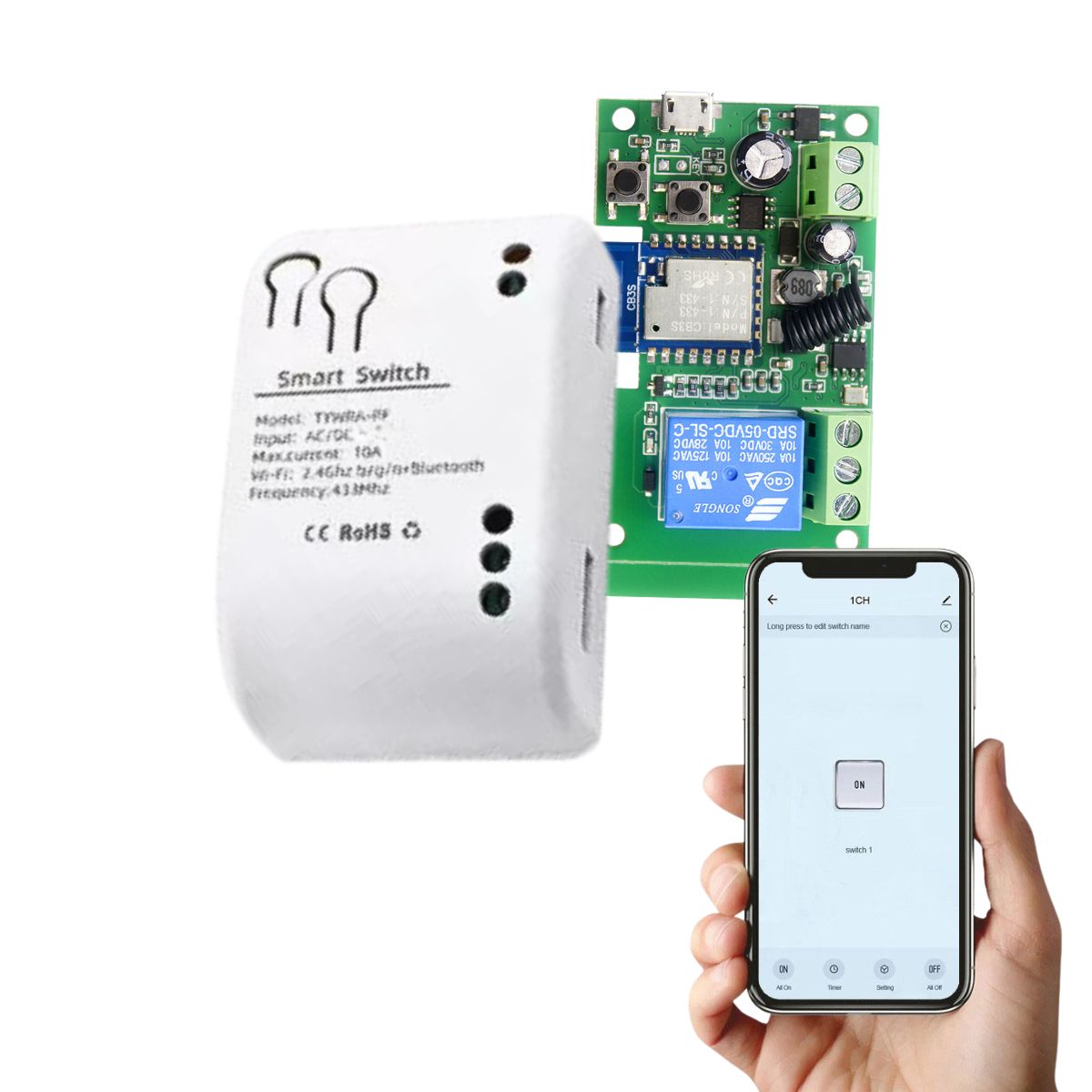 D MOTICA - Interruptor Inteligente Wifi + RF - Rele 1 Canal - 85 a 250 VDC