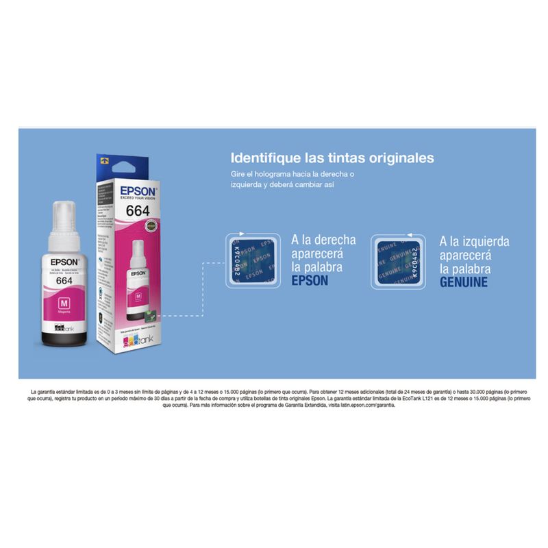 EPSON - Set 4 Botellas de Tinta Original Epson T664520-4P Colores + Negro