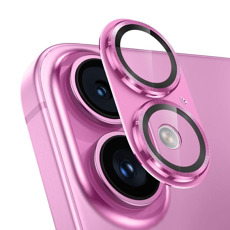 GENERICO - Lamina Para Camara De Aluminio iPhone 16 - 16 Plus - Rosado