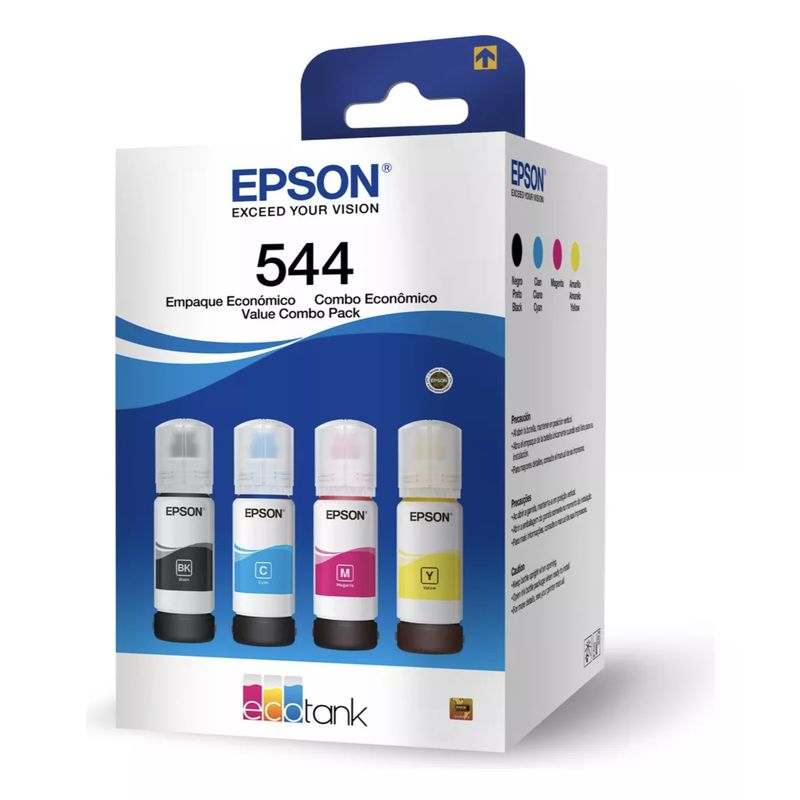 EPSON - Set 4 Botellas Tinta Original Epson T544  Negro Cian Magenta Amarillo