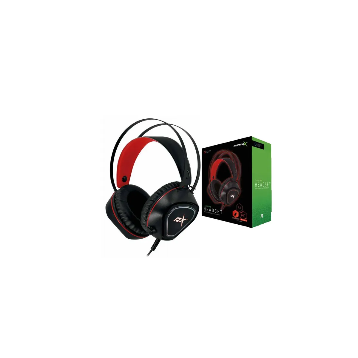 REPTILEX - Audífonos Gamer 7.1 Conexión 3,5mm Y Usb Led Rojo - SC