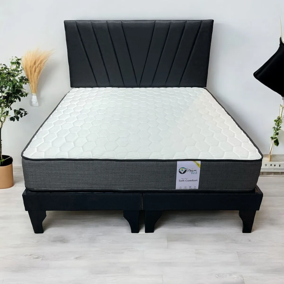 GENERICO - Cama Europea 2 Plazas Color Negro