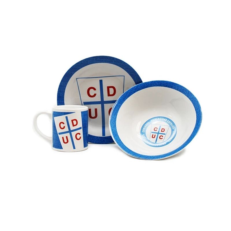 TITANIO - Set 3 piezas Plato Bowl Taza Desayuno U Católica UC