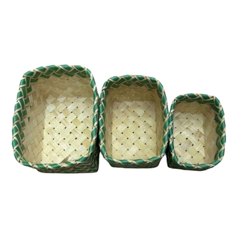 GENERICO - Cesta O Macetero De Bambú Set De 3 A9