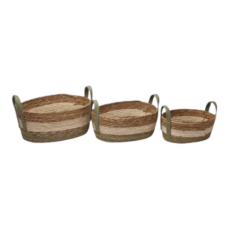 GENERICO - Pack 3 Canastos Fibra Natural Tejido Mimbre Alto