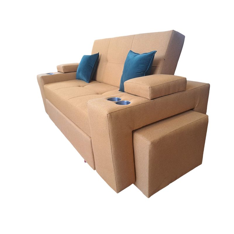 DKORA - SOFA CAMA POSAVASOS MOSTAZA LINO
