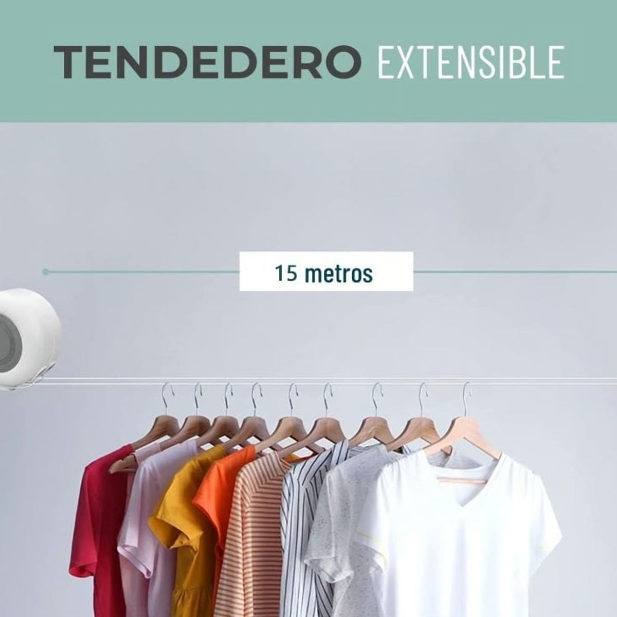 KUANGYE - Tendedero Retractil Colgador Ropa Pared Doble Linea 30m