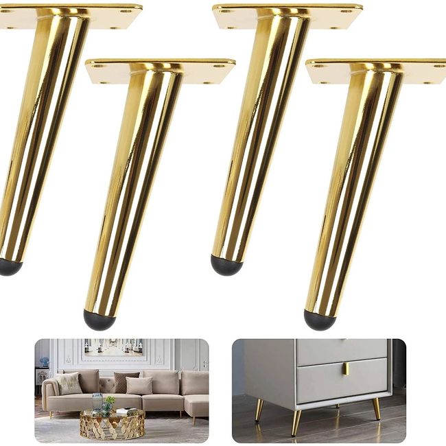KUANGYE - Pack 4 Pata Metálicas conica 250mm Dorado