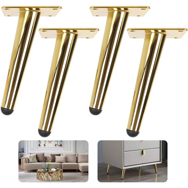 KUANGYE - Pack 4 Pata Metálicas conica 250mm Dorado