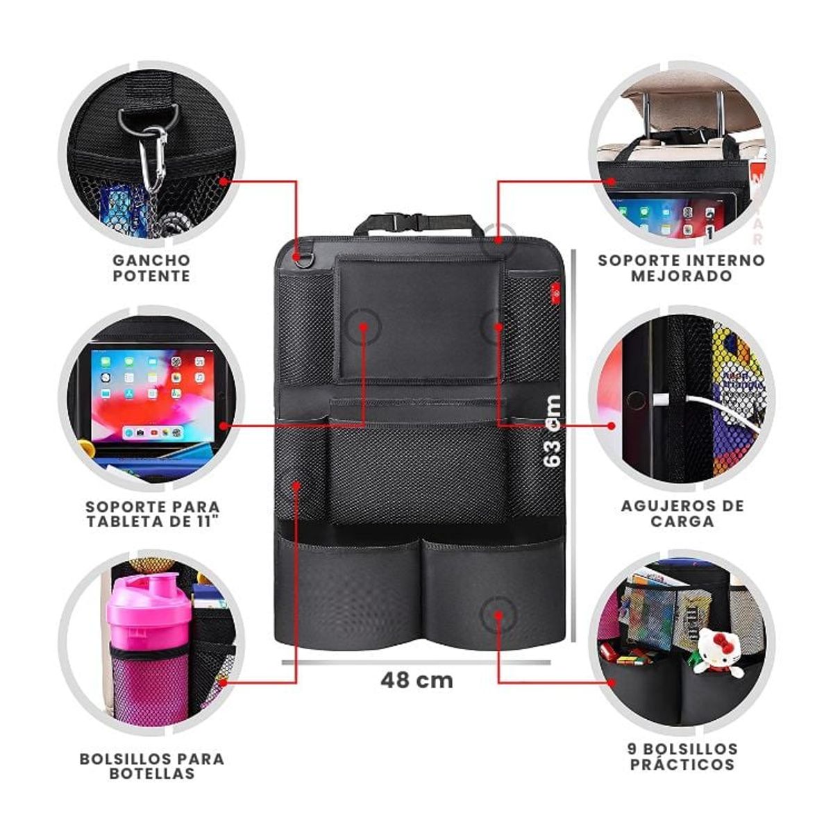 CRUSEC - Pack 2 Bolsas De Almacenamiento Para Respaldo Auto