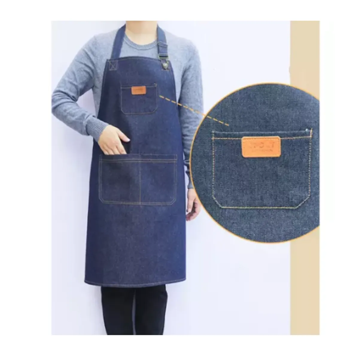 GENERICO - Pechera Delantal Barbería O Peluquería Unisex Jeans