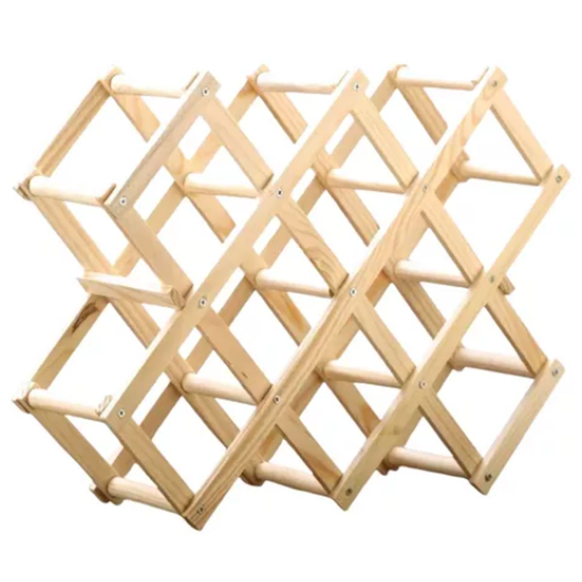 GENERICO - Organizador Plegable De Madera Para 10 Botellas Botellero MARRON CLARO