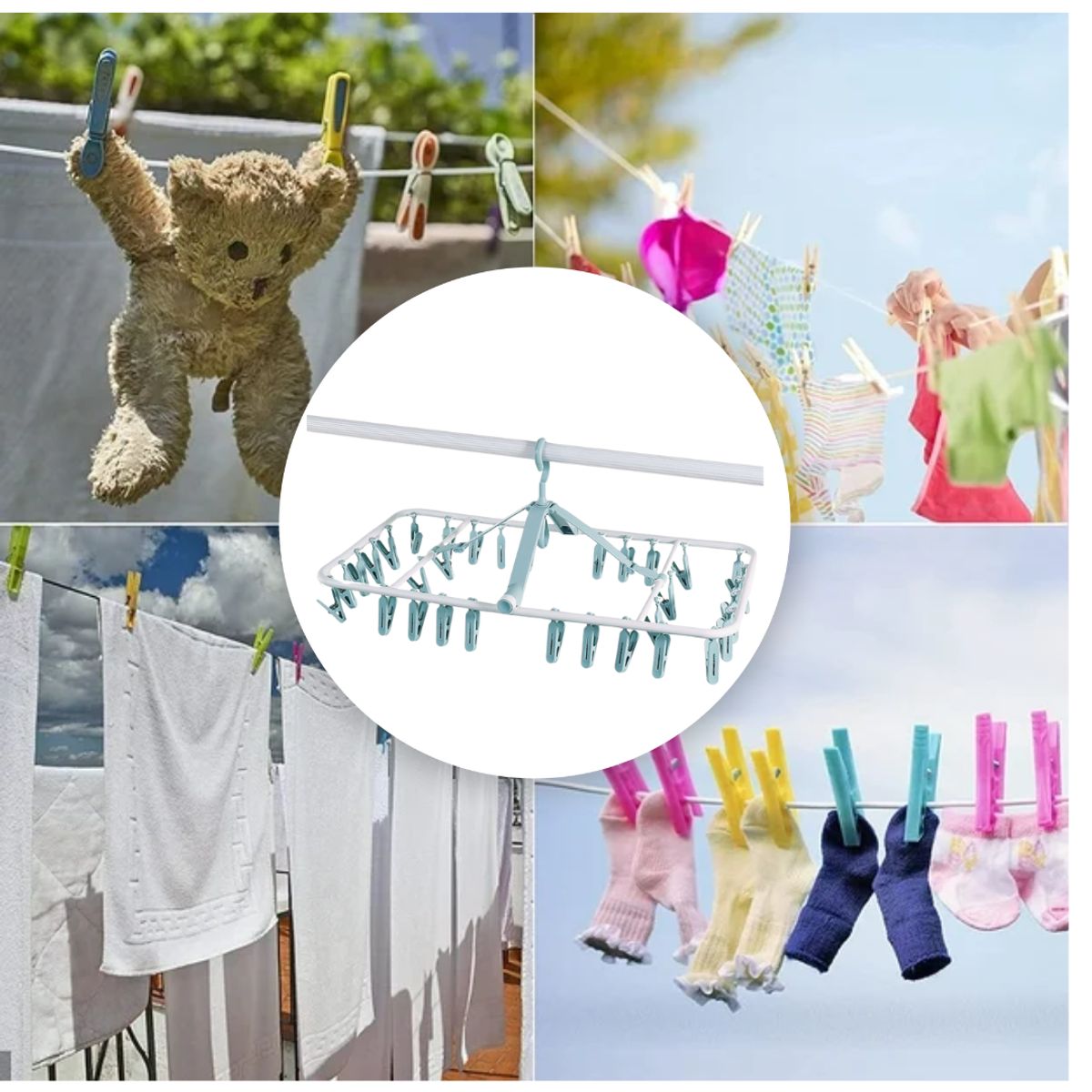 GENERICO - Colgador De Calcetín Ropa Interior De 32 Clips