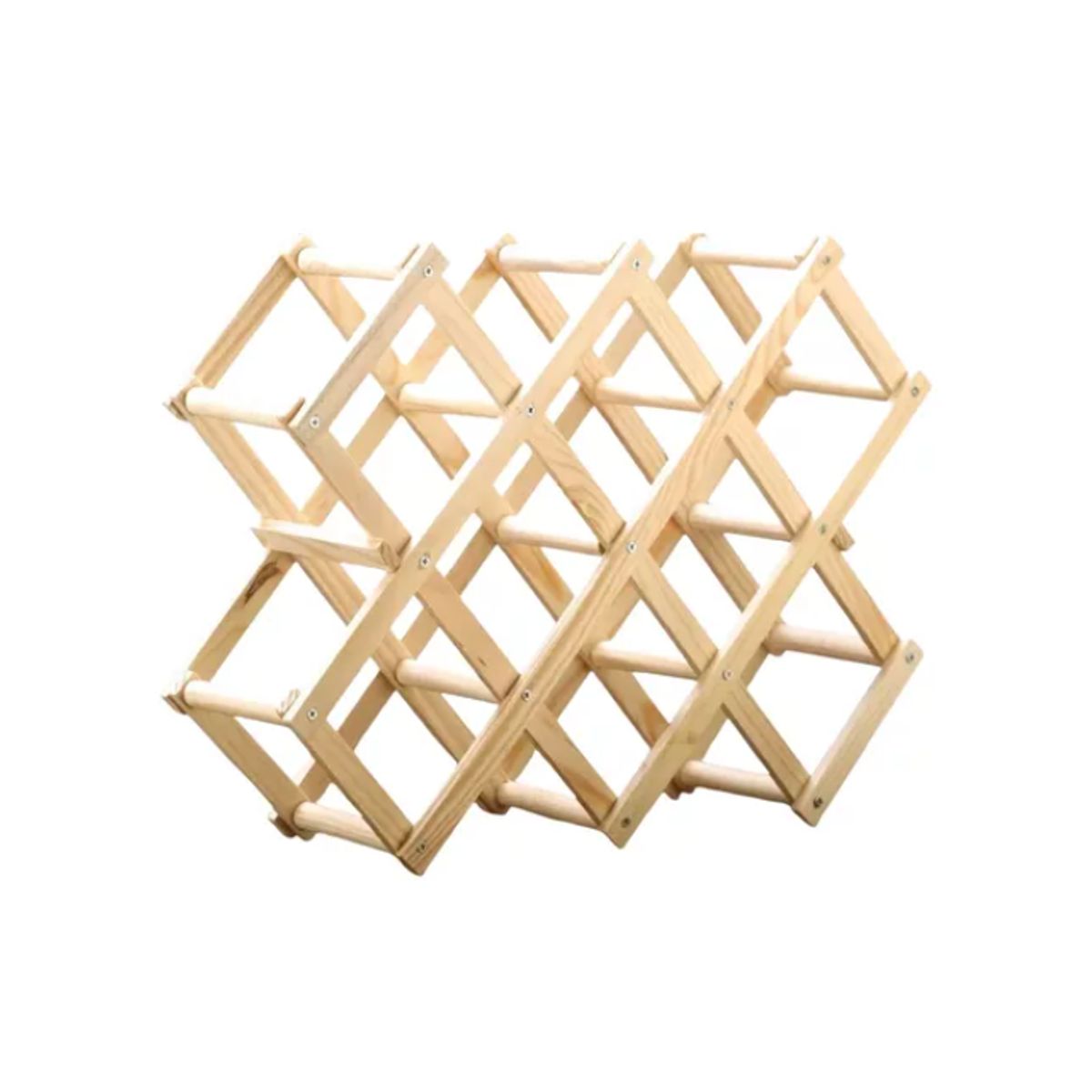 GENERICO - Organizador Plegable De Madera Para 10 Botellas Botellero MARRON CLARO