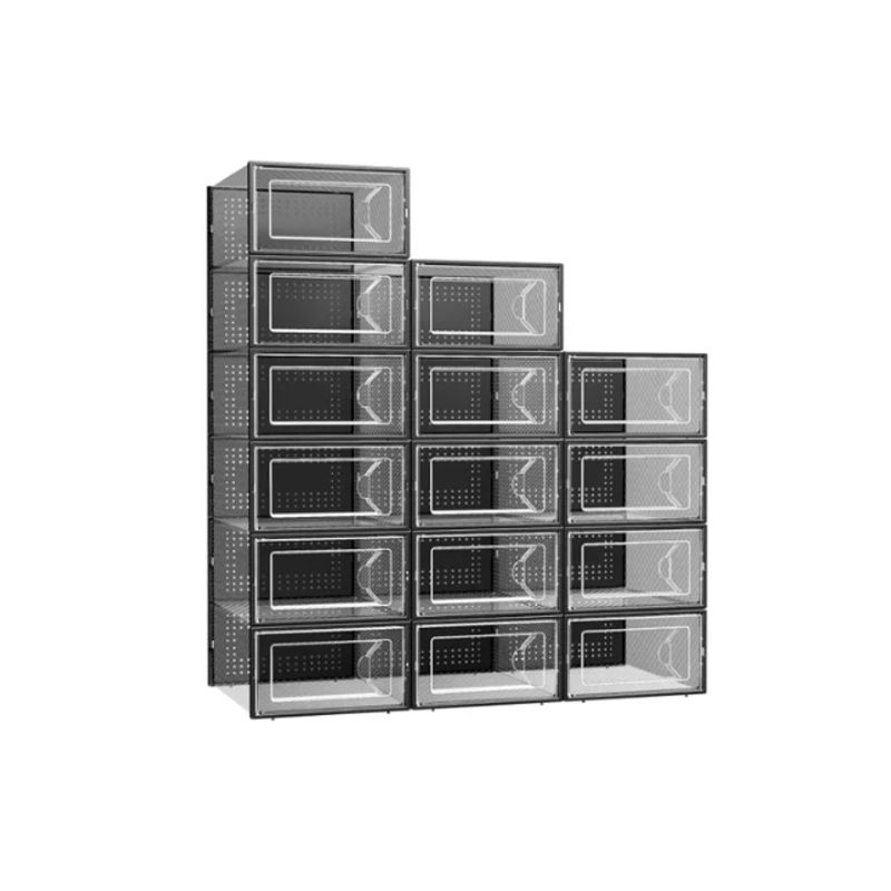 GENERICO - Set 4 Caja Organizadora De Zapatos Apilables Y Firme NEGRO