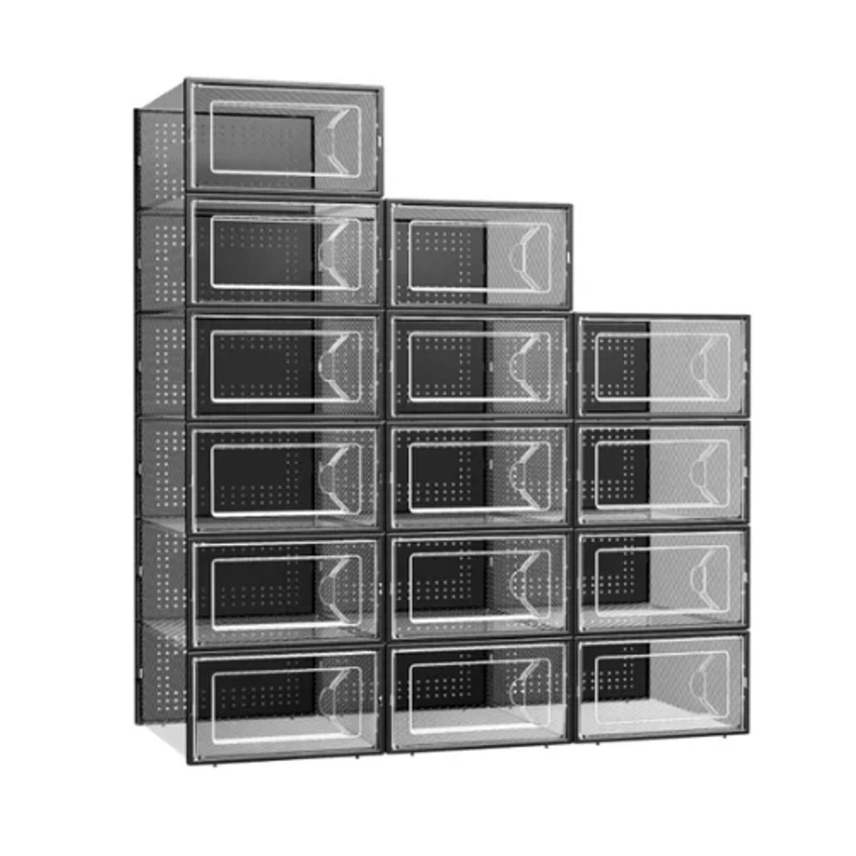 GENERICO - Set 4 Caja Organizadora De Zapatos  Apilables Y Firme NEGRO