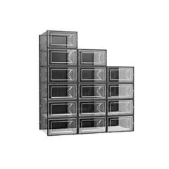 GENERICO - Set 4 Caja Organizadora De Zapatos Apilables Y Firme NEGRO
