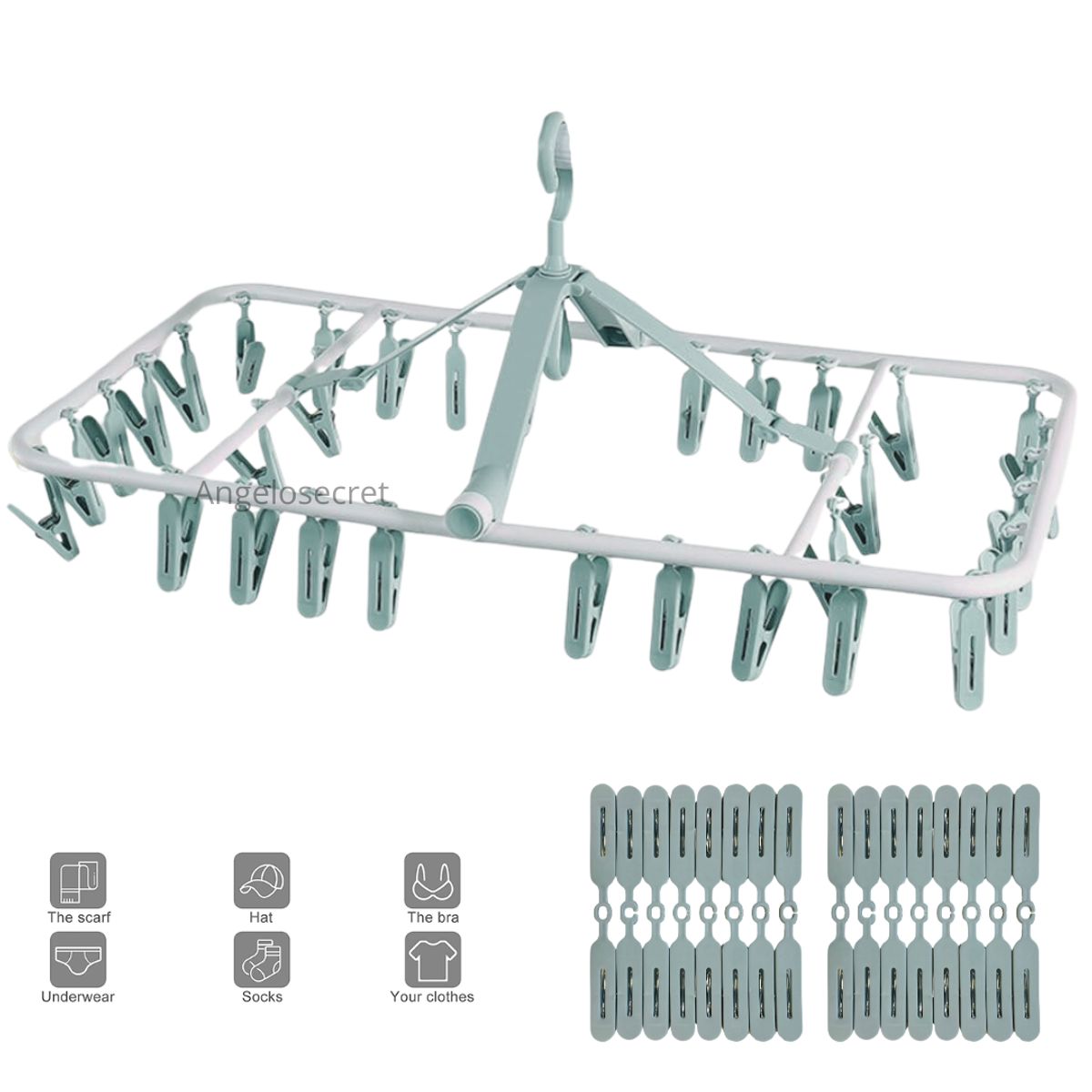 GENERICO - Colgador Tendedero Plegable Calcetín Ropa Interior 32 Pinza