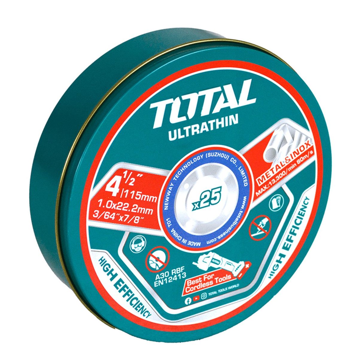TOTAL TOOLS - Disco De Corte 115mm P Metal Acero Inoxidable 25 Und Total